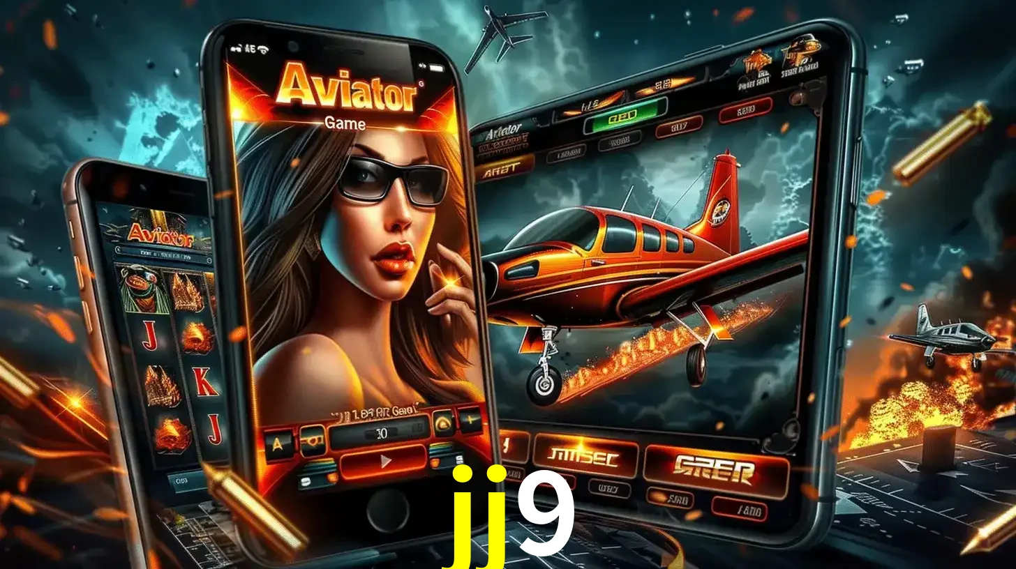 O popular jogo de apostas Aviator exibido em vários celulares e tablets, mostrando a interface emocionante e a ação de voo disponíveis para jogar agora no jj9.