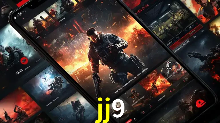 Tela de um celular exibindo uma galeria de jogos de tiro com temática militar, mostrando a variedade de e-sports disponíveis para apostas na plataforma de entretenimento jj9.
