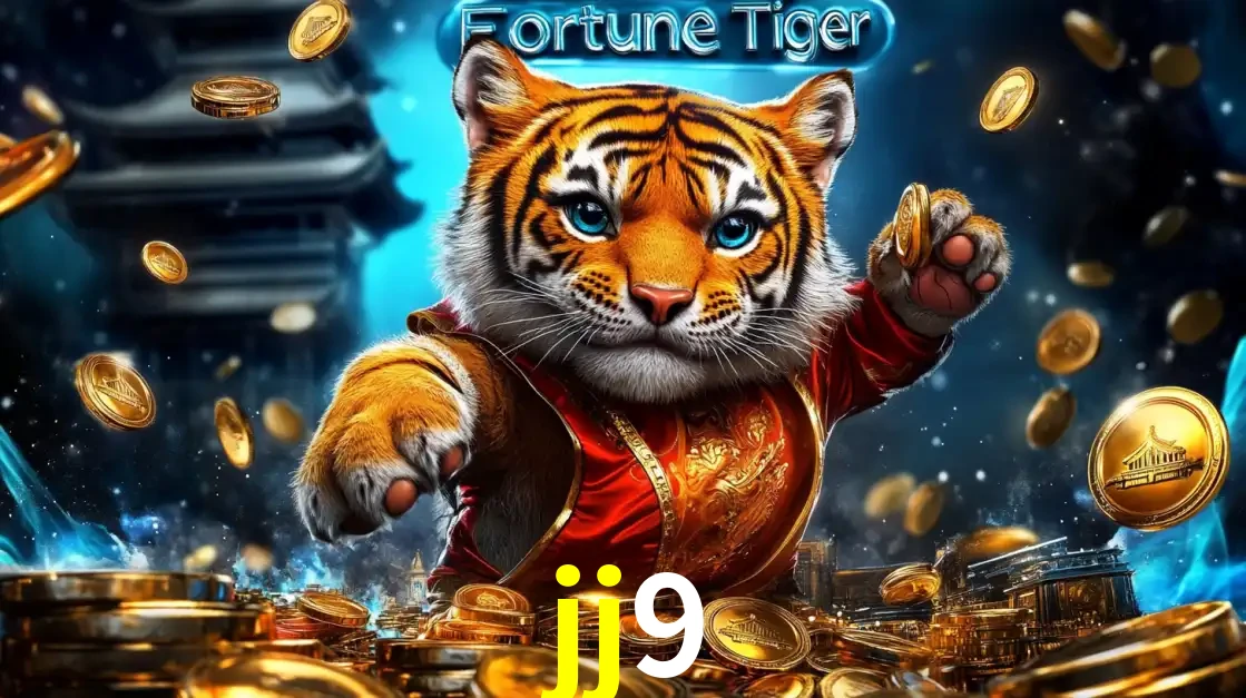 Imagem promocional do jogo de slot Fortune Tiger, com um tigre majestoso em traje tradicional cercado por uma fortuna em moedas de ouro, disponível agora no cassino jj9.